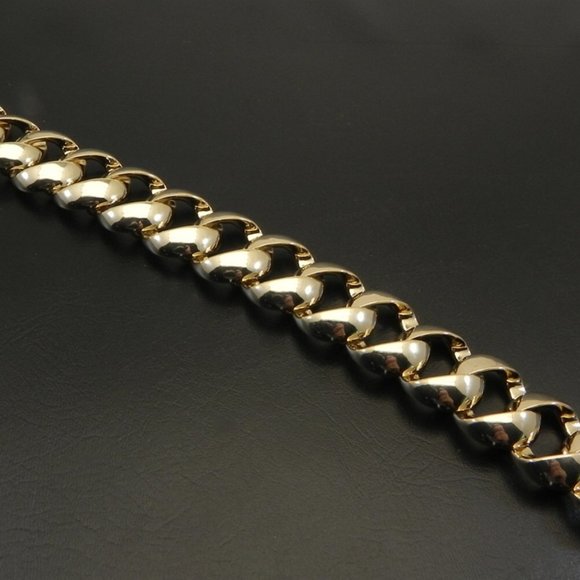 Gold Tone Cuban cast High Polished Link Bracelet - Picture 4 of 4
